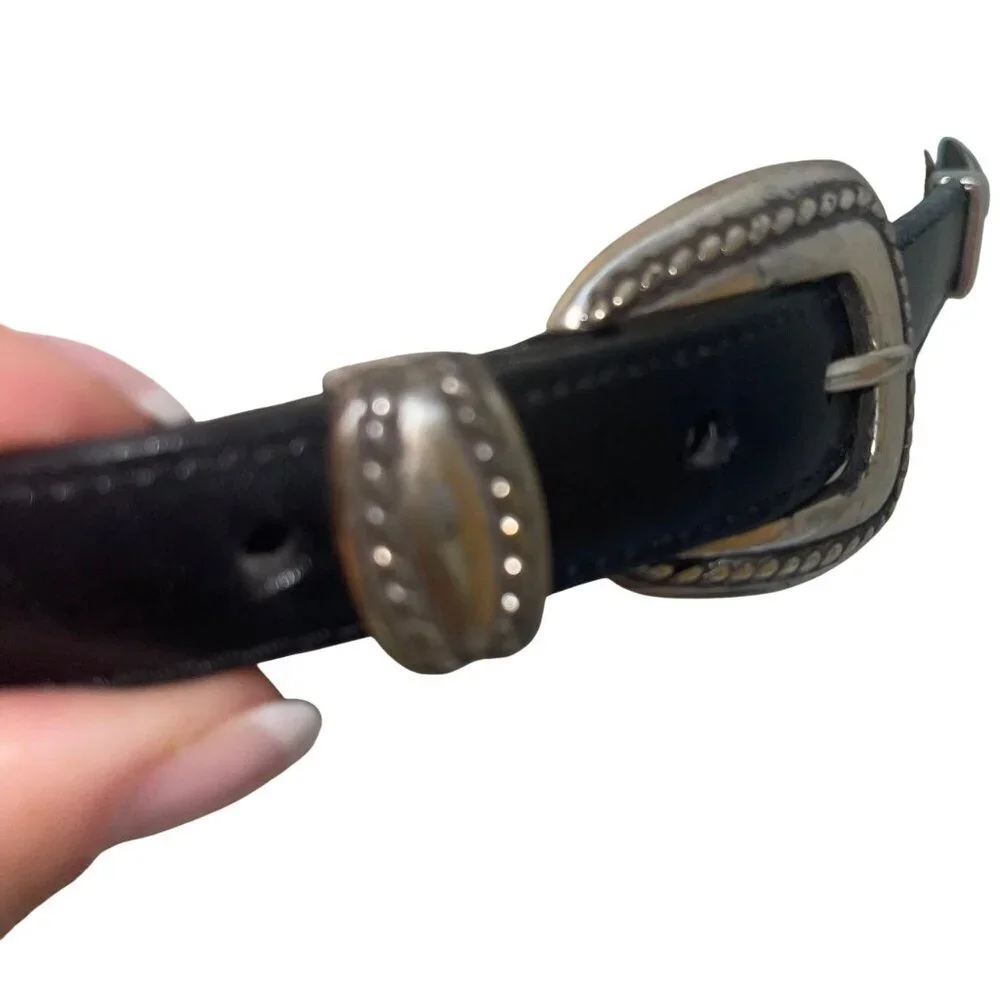 Brighton Vintage 1995 Womens Size S Black Tone Oval Metal Link Belt Casual